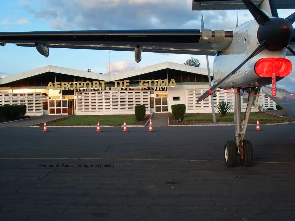 Aerial view of Goma International Airport airport infrastructure