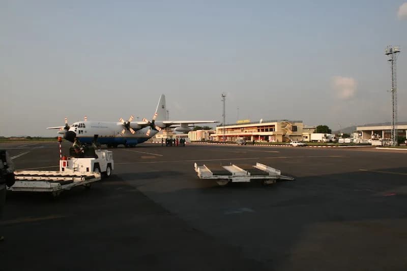 Vue aérienne de l'infrastructure de Bangui M'Poko International Airport