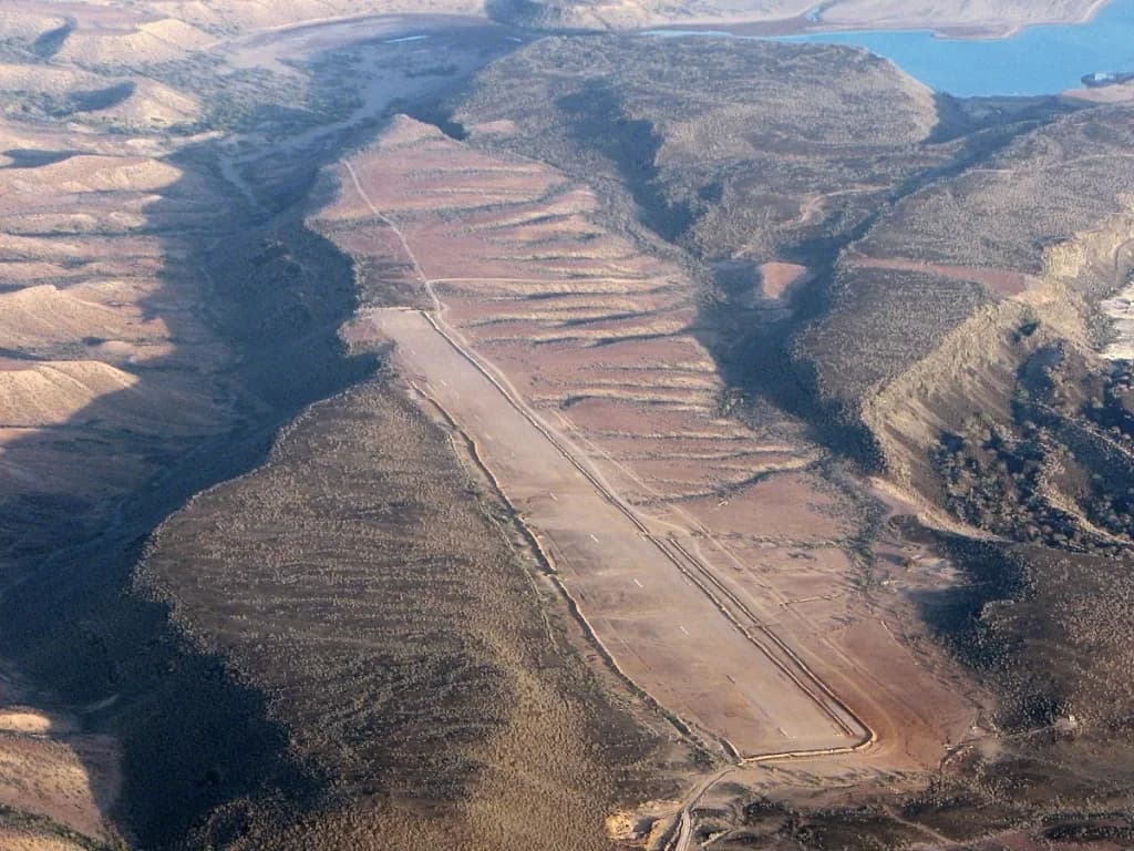Aerial view of Tadjoura Airport airport infrastructure