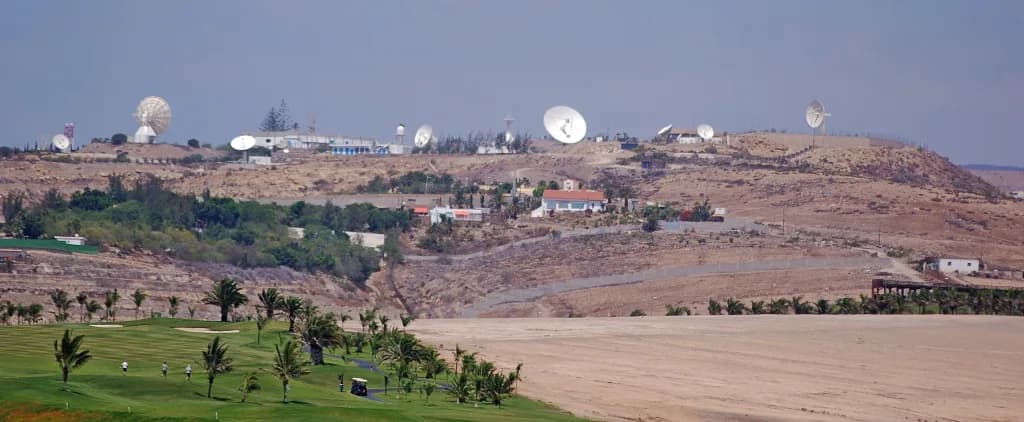 Aerial view of Maspalomas Station Heliport airport infrastructure