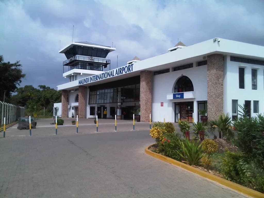 Luftaufnahme der Infrastruktur von Malindi International Airport