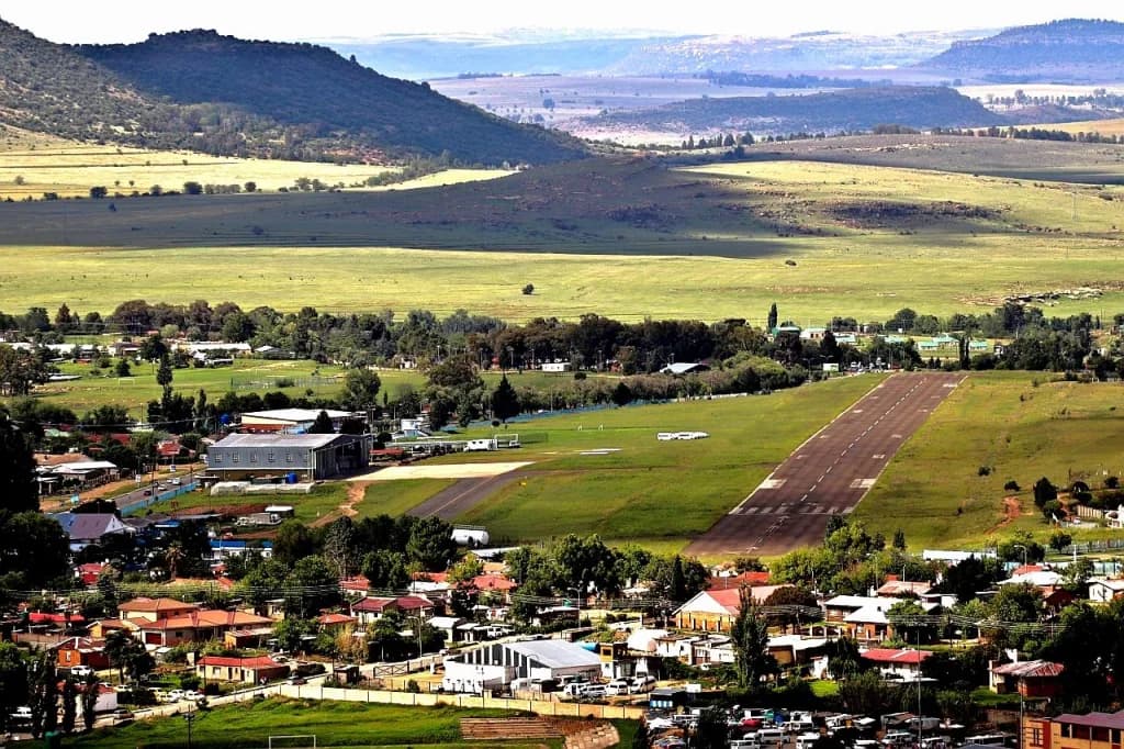 Aerial view of Mejametalana Air Base airport infrastructure