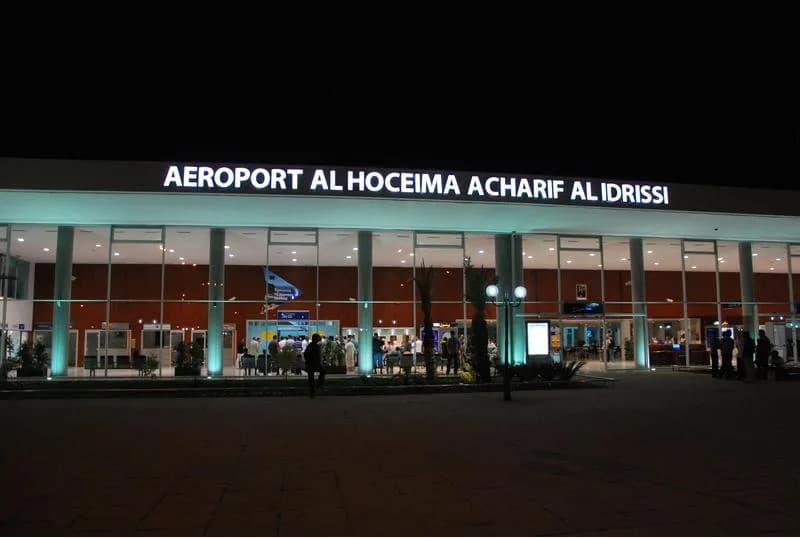 Aerial view of Cherif Al Idrissi Airport airport infrastructure