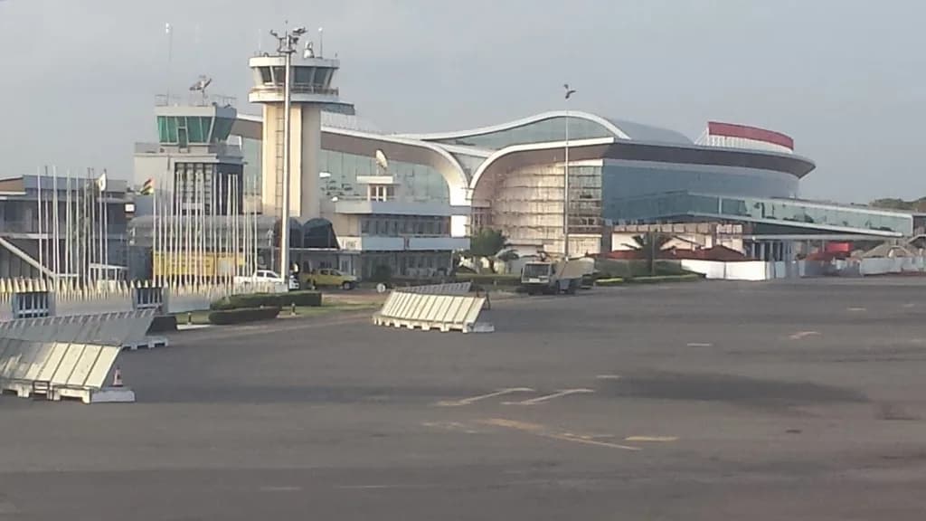 Aerial view of Lomé–Tokoin International Airport airport infrastructure