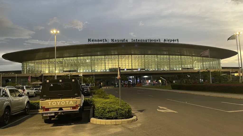 Aerial view of Kenneth Kaunda International Airport airport infrastructure