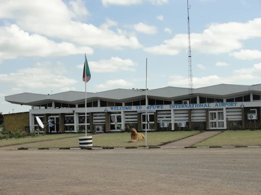 Aerial view of Mfuwe International Airport airport infrastructure