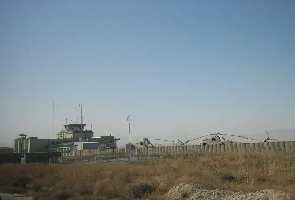 Aerial view of Kunduz Airport airport infrastructure