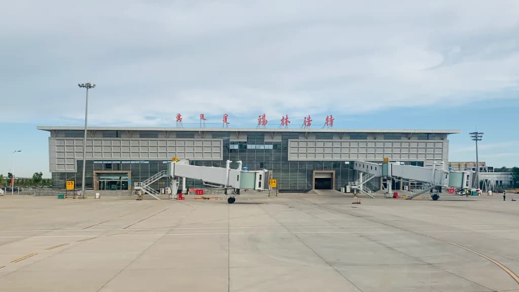 Aerial view of Xilinhot Airport airport infrastructure