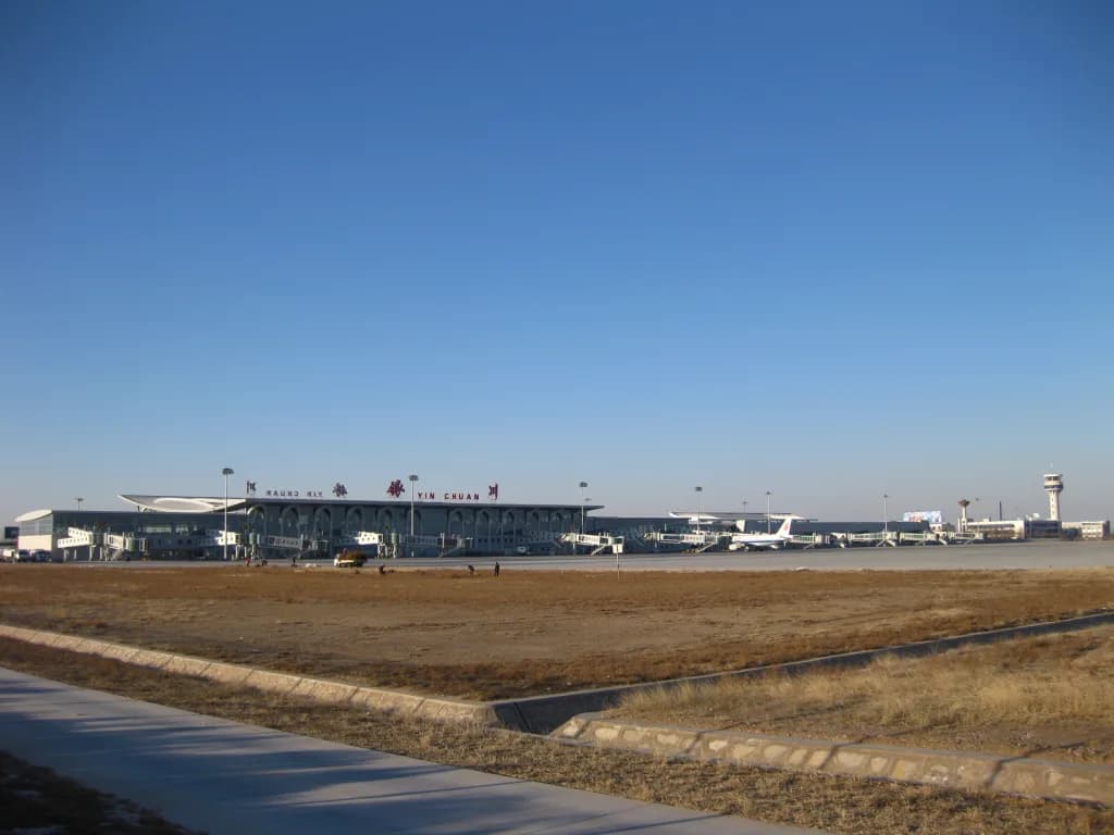 Aerial view of Yinchuan Hedong International Airport airport infrastructure