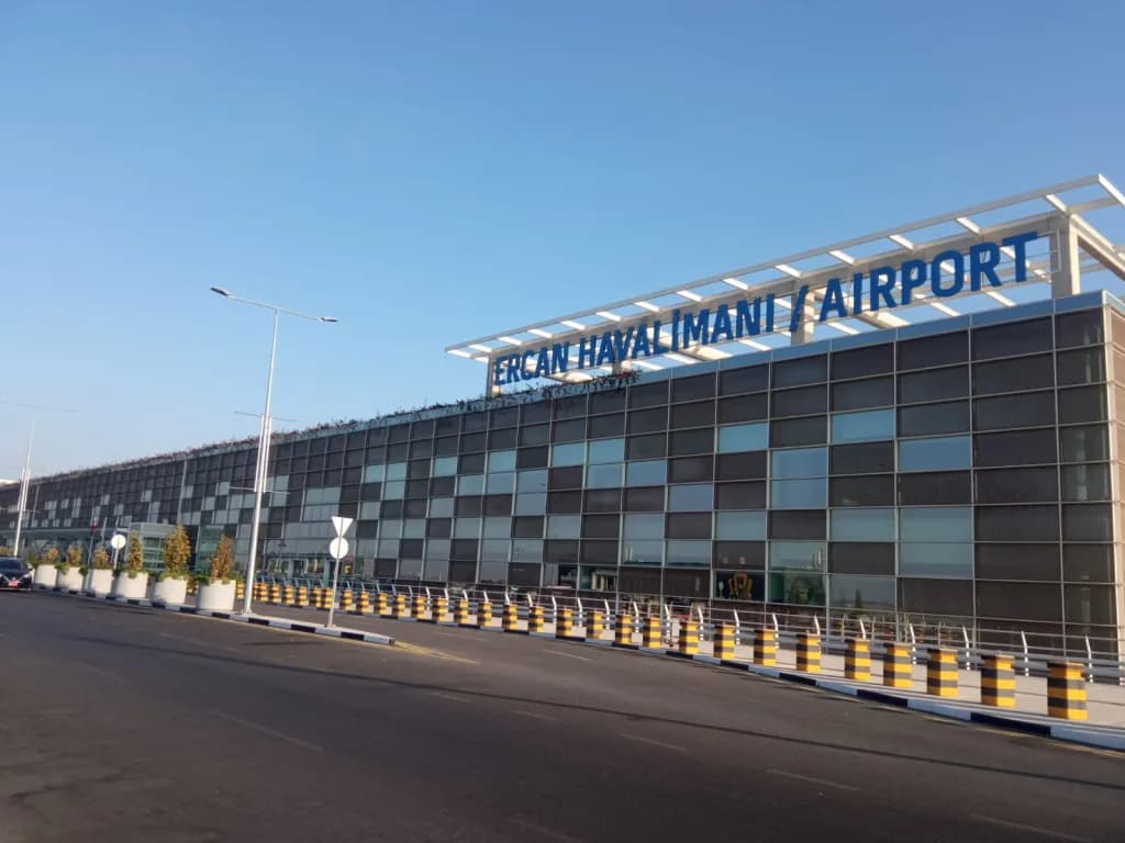 Aerial view of Ercan International Airport airport infrastructure