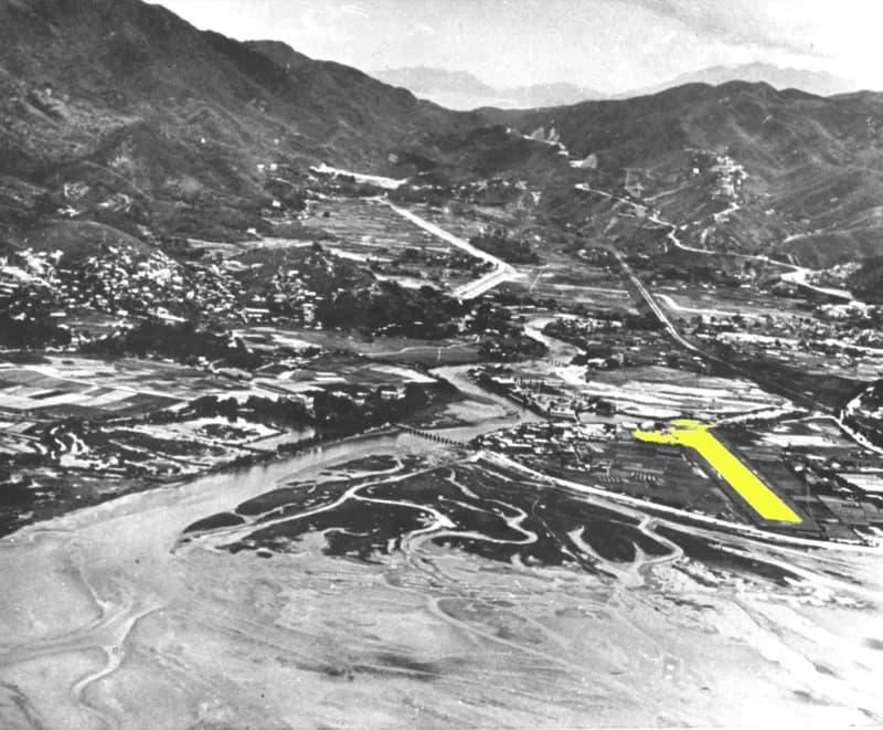 Aerial view of Sha Tin Airfield airport infrastructure