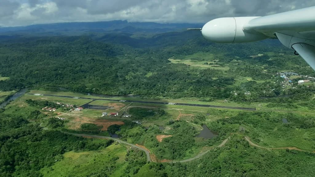 Aerial view of Long Apung Airport airport infrastructure