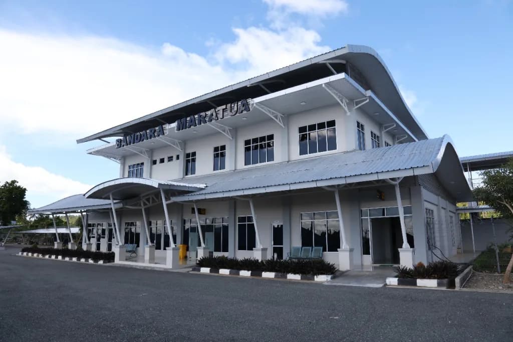 Aerial view of Maratua Airport airport infrastructure