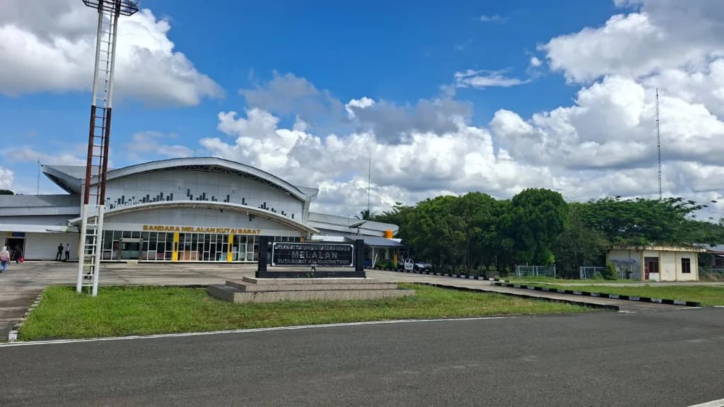 Aerial view of Melalan Airport airport infrastructure