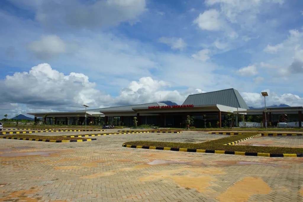Aerial view of Singkawang Airport airport infrastructure