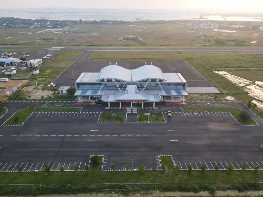 Aerial view of Trunojoyo Airport airport infrastructure