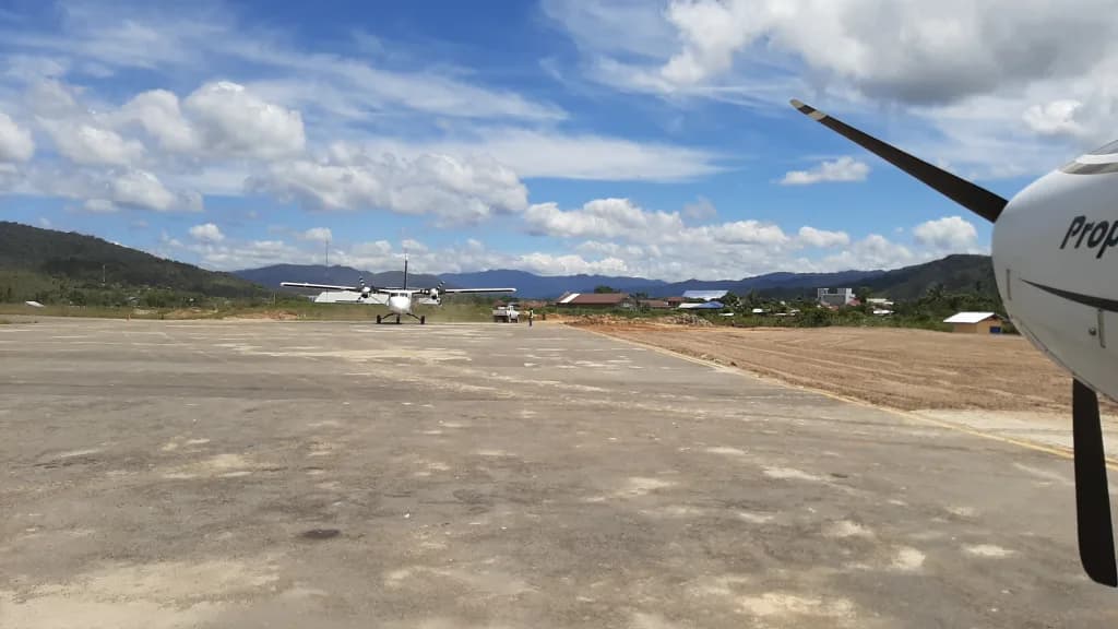 Aerial view of Yuvai Semaring Airport airport infrastructure
