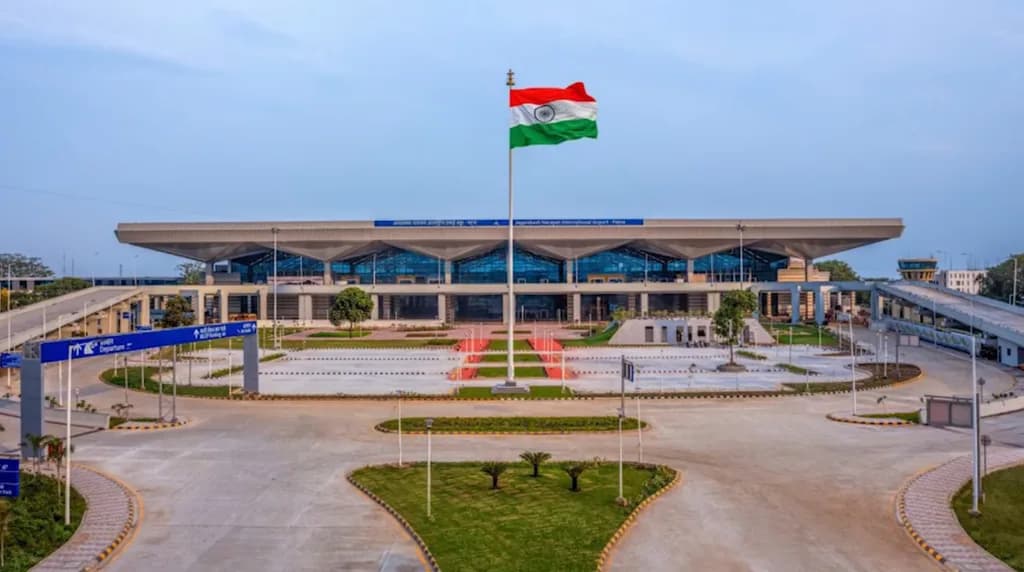 Aerial view of Jay Prakash Narayan Airport airport infrastructure