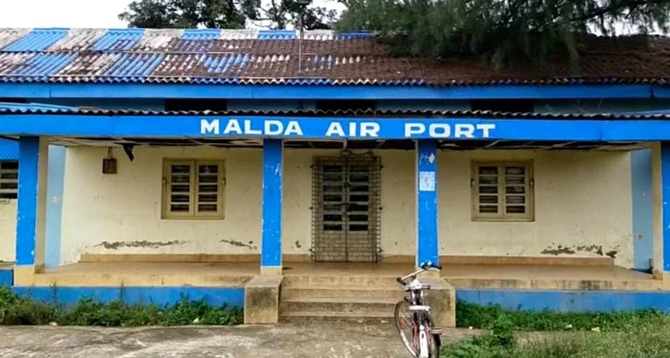 Aerial view of Malda Airport airport infrastructure