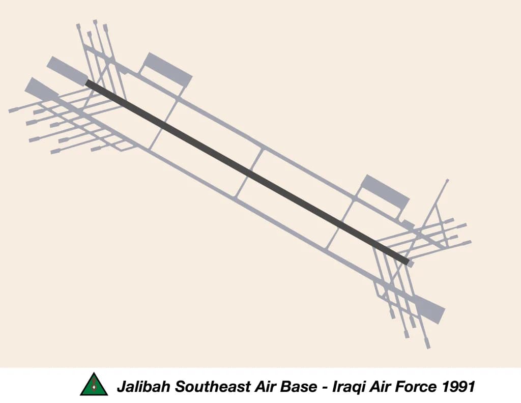 Vue aérienne de l'infrastructure de Jalibah Southeast Air Base