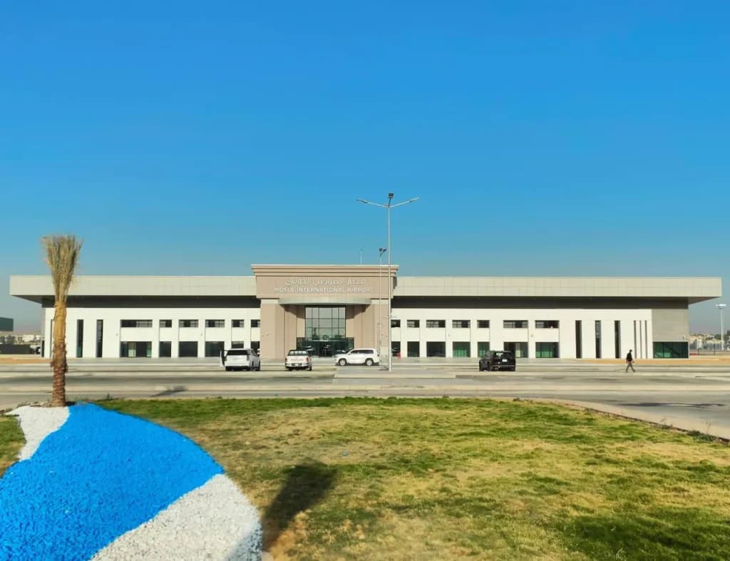 Luftaufnahme der Infrastruktur von Mosul International Airport