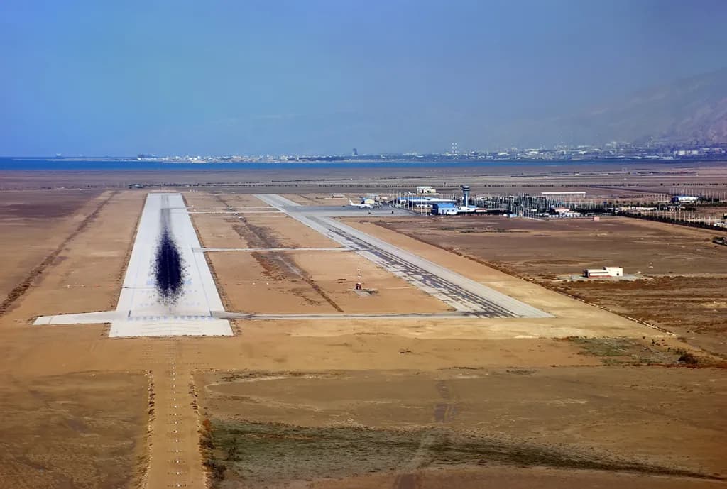 Aerial view of Persian Gulf International Airport airport infrastructure