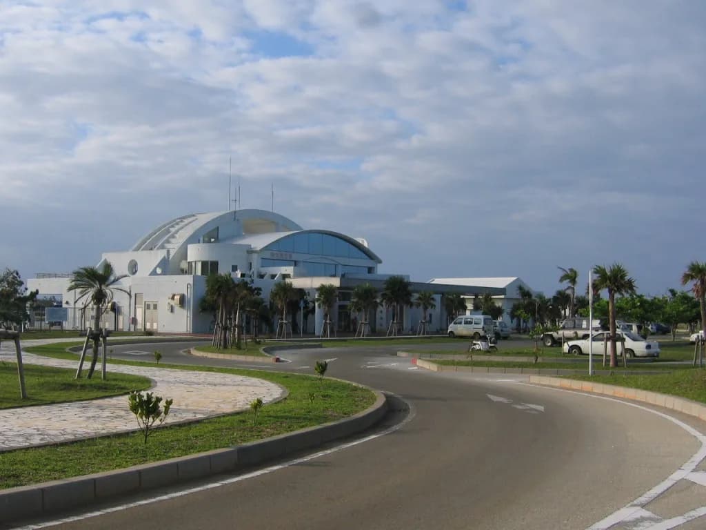 Aerial view of Minamidaito Airport airport infrastructure