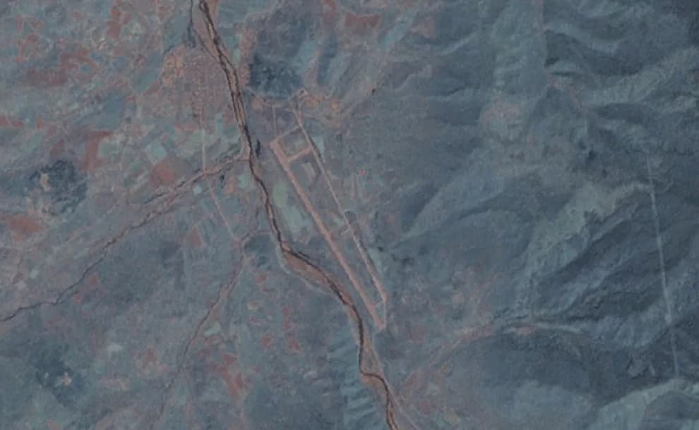Vue aérienne de l'infrastructure de Changjin Air Force Base