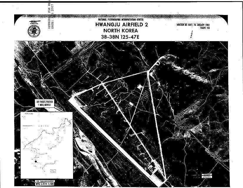 Aerial view of Hwangju Airbase airport infrastructure