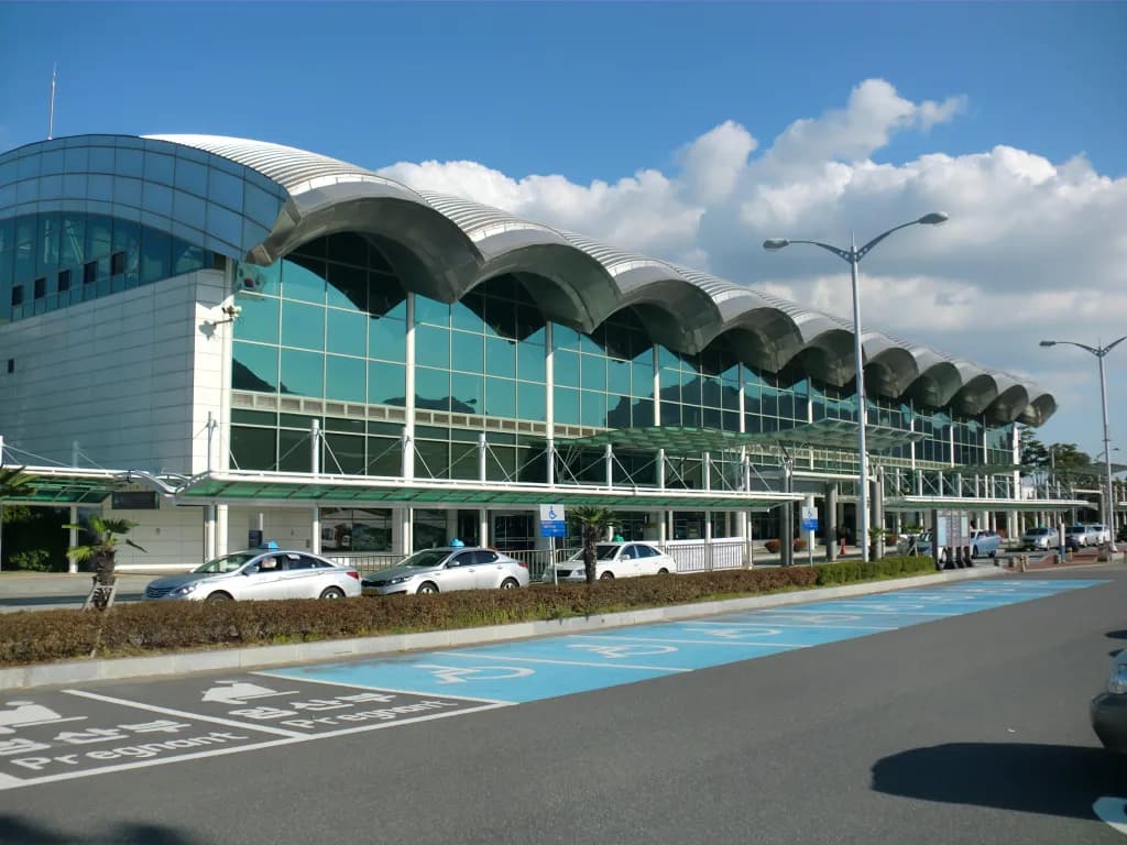 Aerial view of Yeosu Airport airport infrastructure