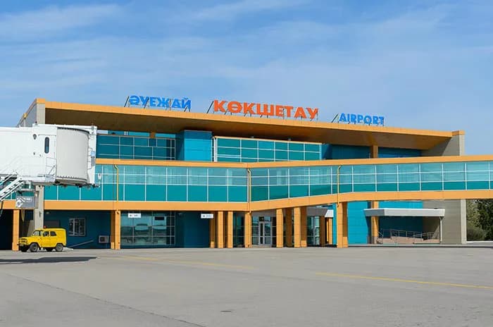 Aerial view of Kokshetau International Airport airport infrastructure
