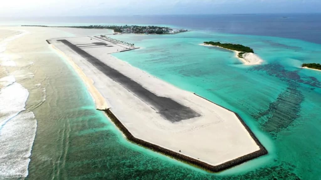 Aerial view of Hoarafushi Airport airport infrastructure