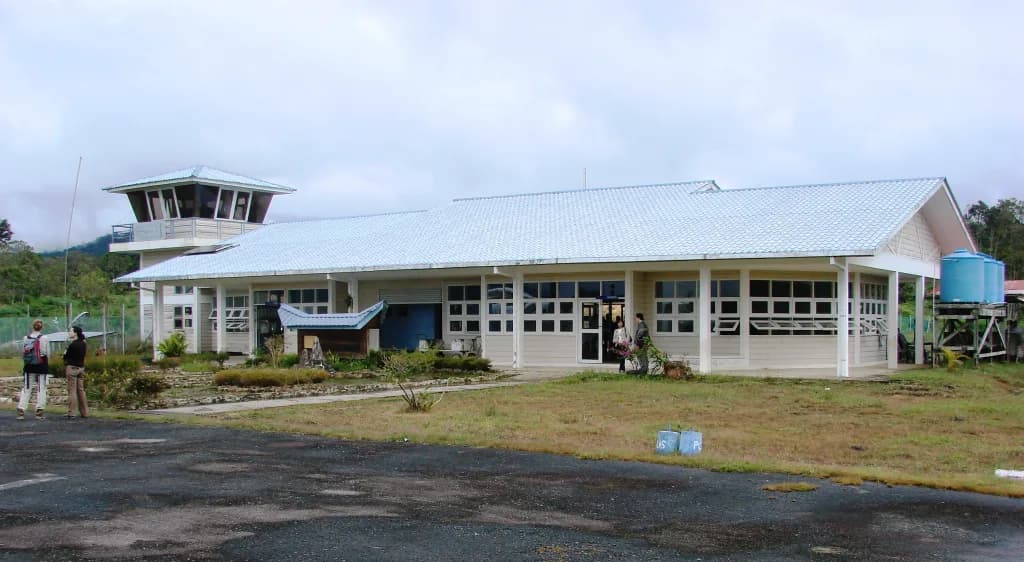 Aerial view of Bario Airport airport infrastructure