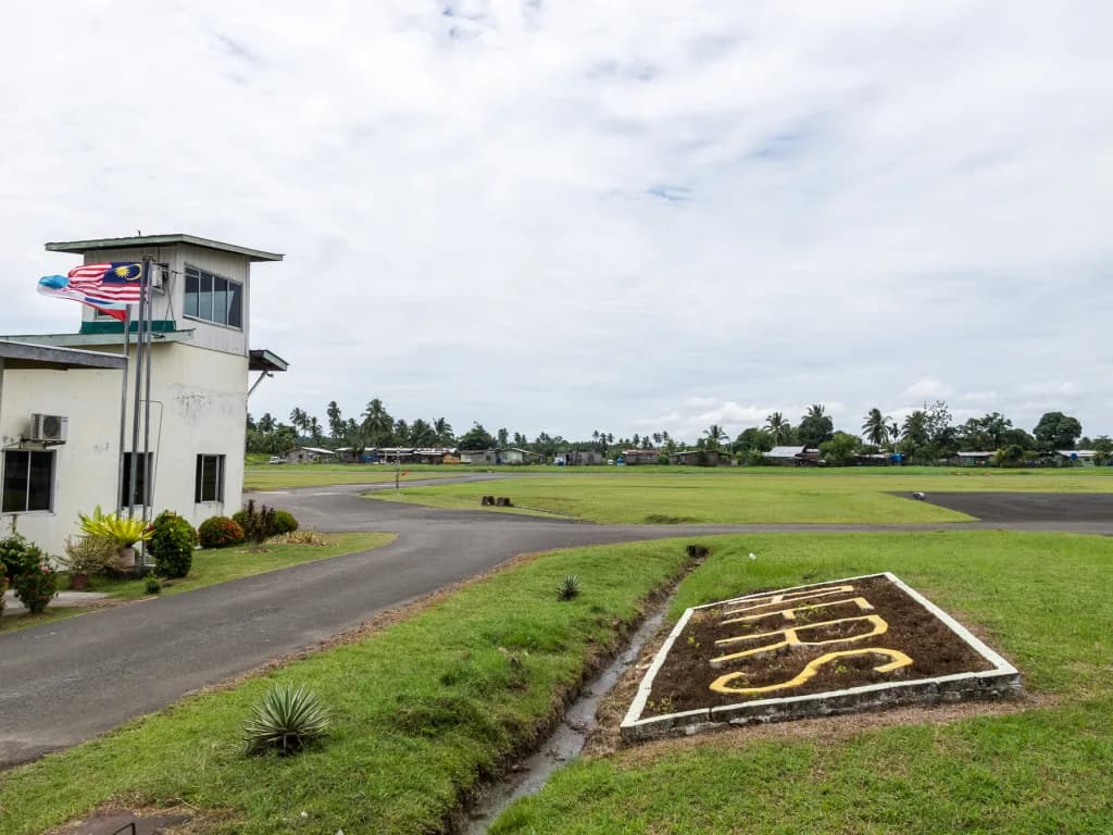Aerial view of Lahad Datu Airport airport infrastructure