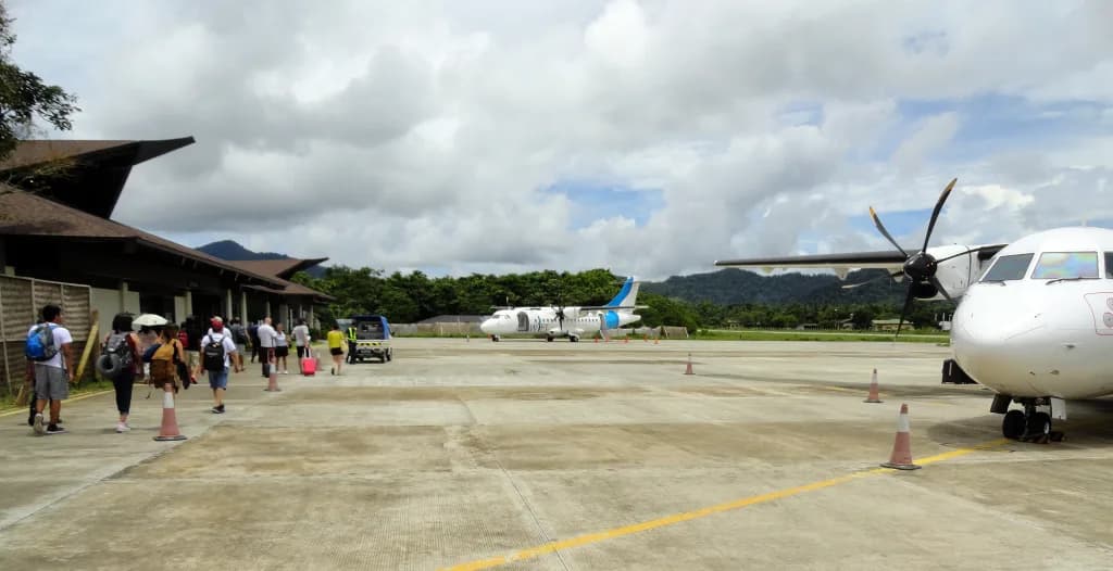 Aerial view of El Nido Airport airport infrastructure