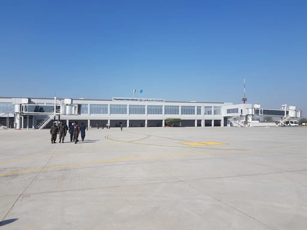Aerial view of Faisalabad International Airport airport infrastructure
