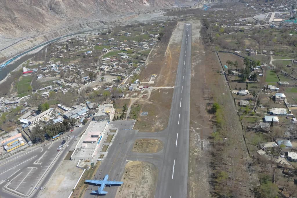 Aerial view of Gilgit Airport airport infrastructure