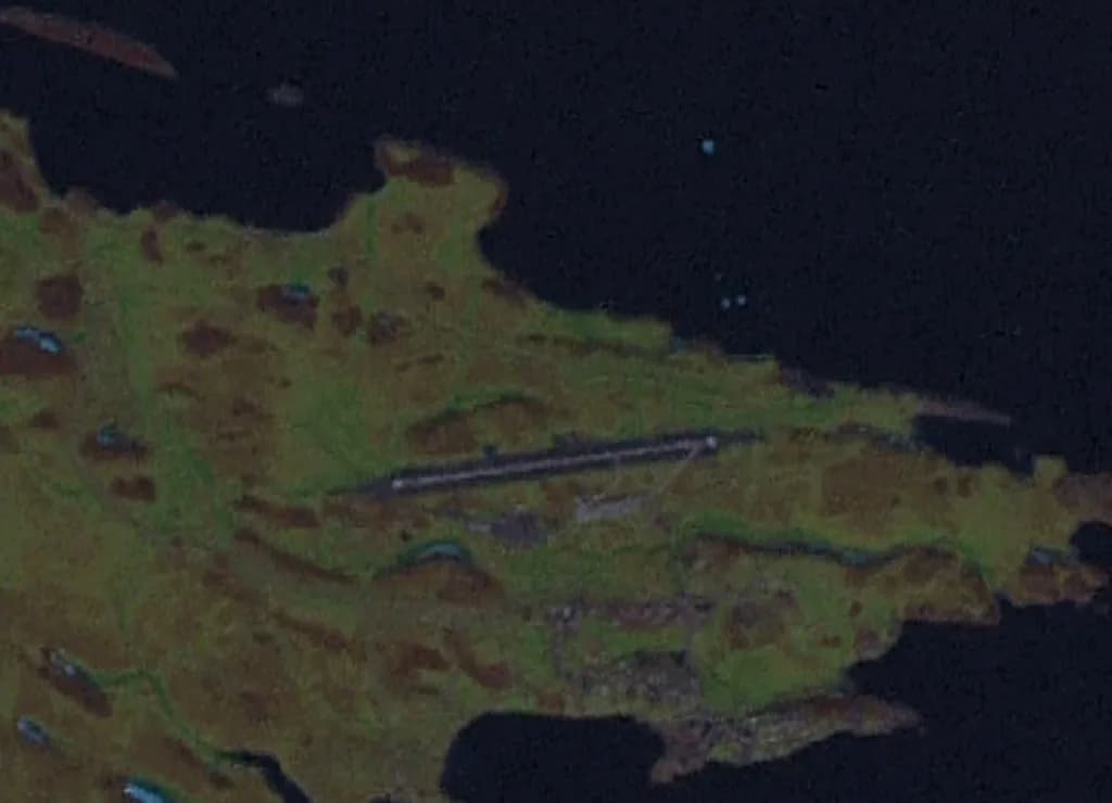 Aerial view of Dikson Airport airport infrastructure