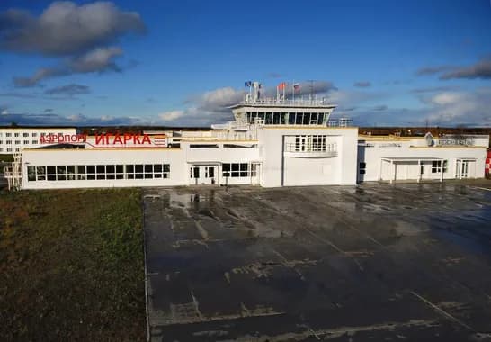 Aerial view of Igarka Airport airport infrastructure