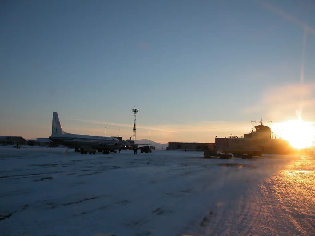 Panorama infrastruktury portu Mys Shmidta Airport