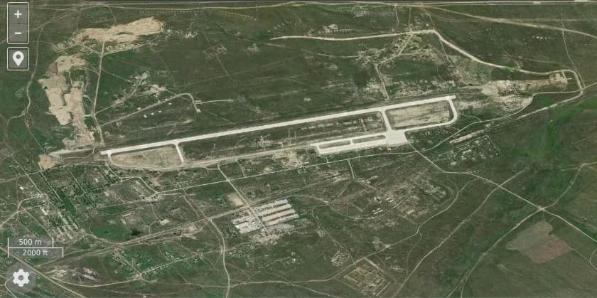 Luftaufnahme der Infrastruktur von Step Air Base
