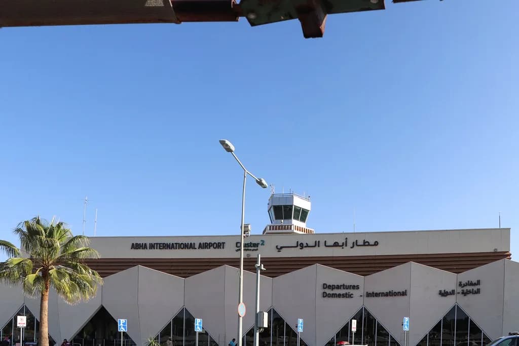 Aerial view of Abha International Airport airport infrastructure