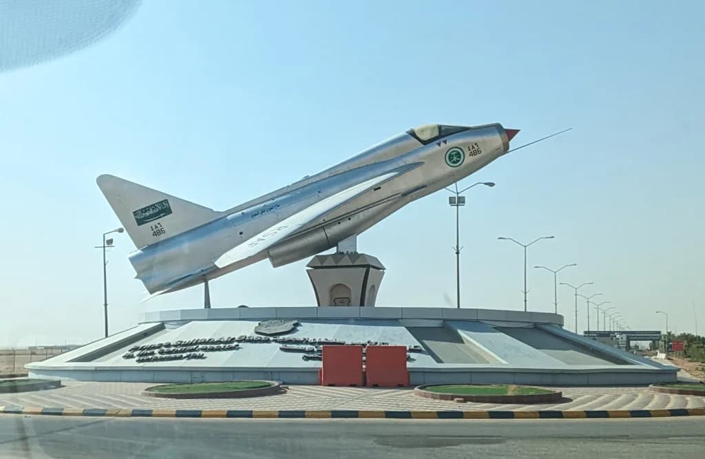 Aerial view of Prince Sultan Air Base airport infrastructure