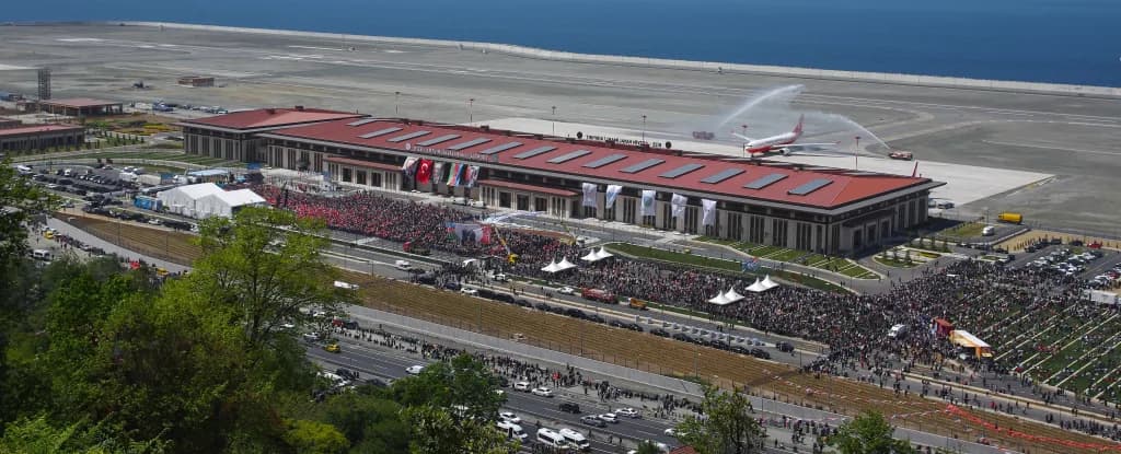 Aerial view of Rize–Artvin Airport airport infrastructure