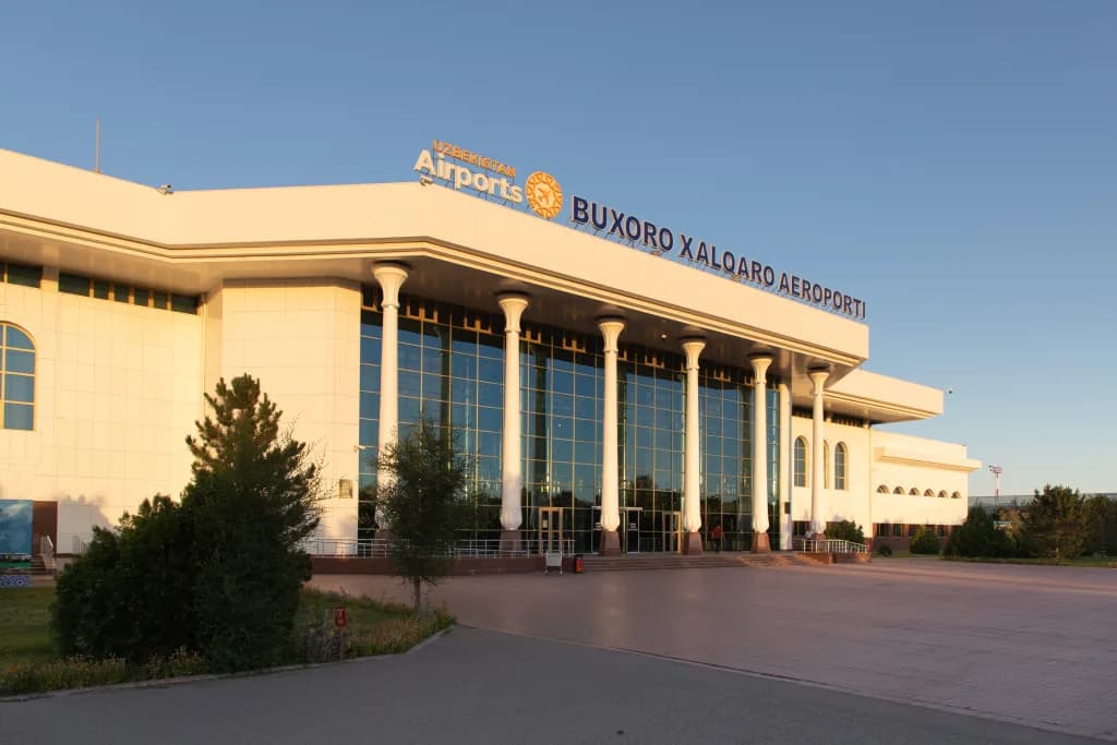 Aerial view of Bukhara International Airport airport infrastructure