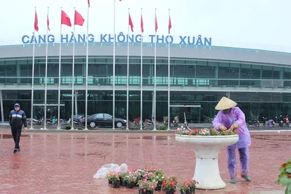 Luftaufnahme der Infrastruktur von Tho Xuan Airport