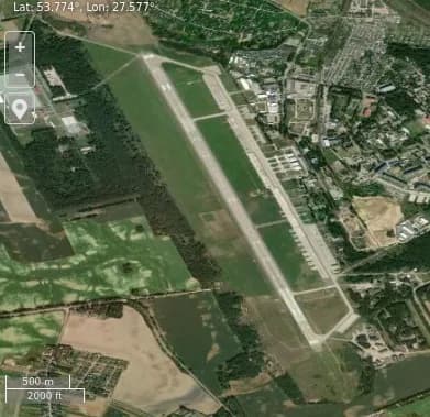 Aerial view of Minsk Machulishchy Air Base airport infrastructure