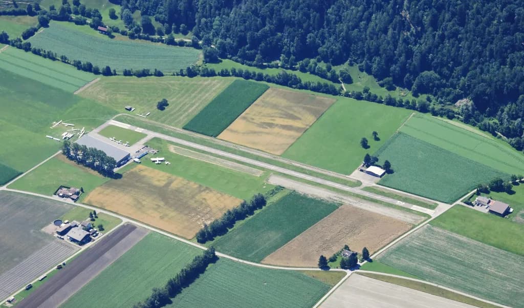 Panorama infrastruktury portu Bad Ragaz Airfield