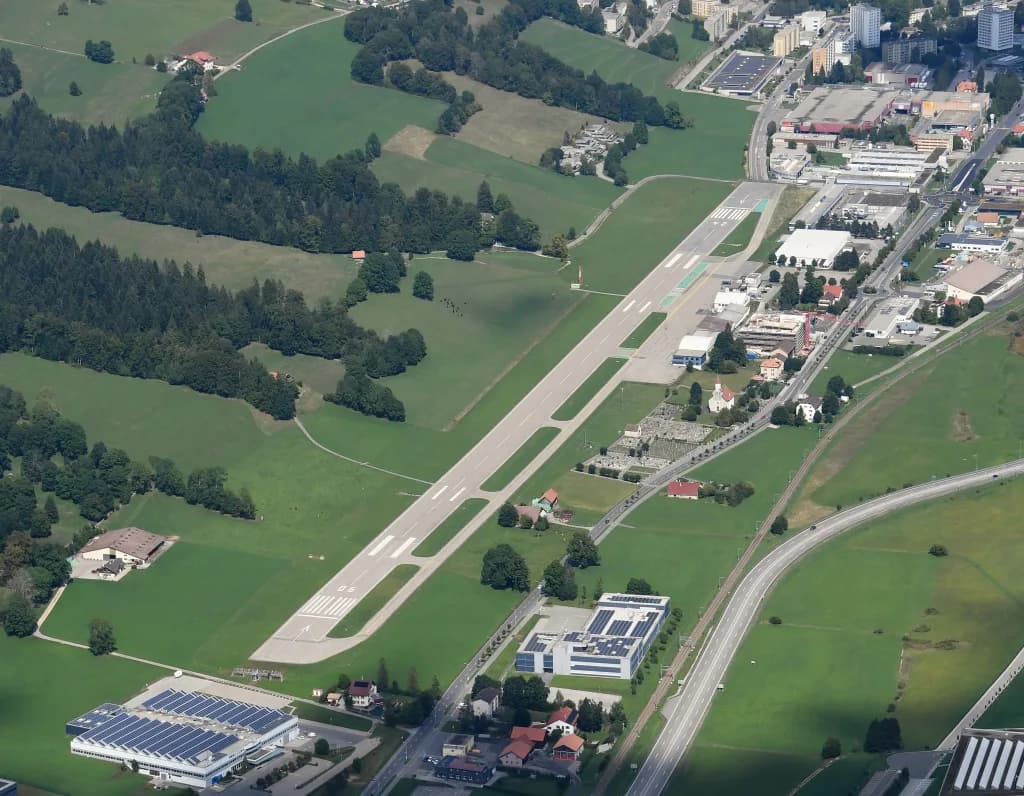 Aerial view of Les Eplatures Airport airport infrastructure