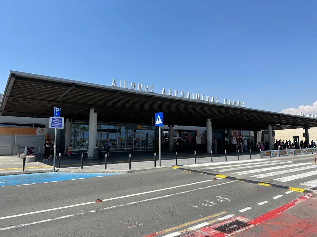 Aerial view of Paphos International Airport airport infrastructure